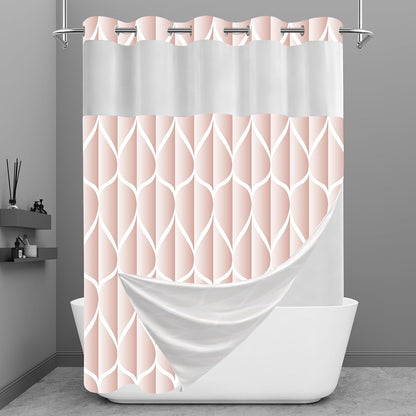 No Hook Shower Curtain with Snap-in Liner, 71 x 74 Inch