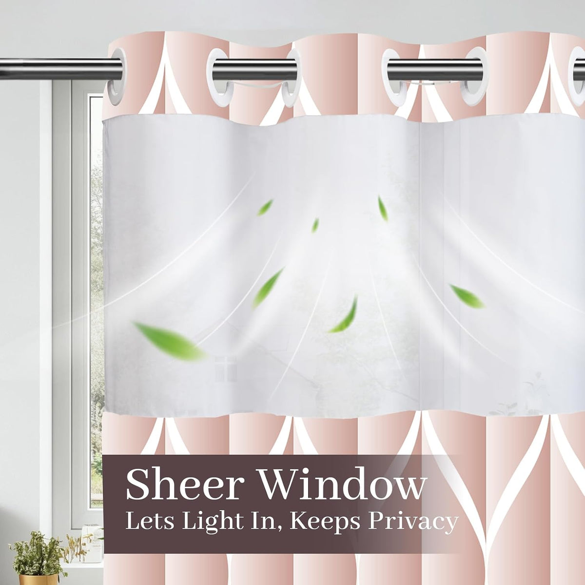 No Hook Shower Curtain with Snap-in Liner, 71 x 74 Inch