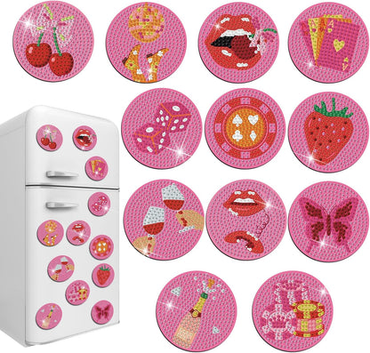 12 Pcs Diamond Art Magnets Kit for Adults, DIY Cute Fridge Decor