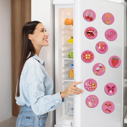 12 Pcs Diamond Art Magnets Kit for Adults, DIY Cute Fridge Decor