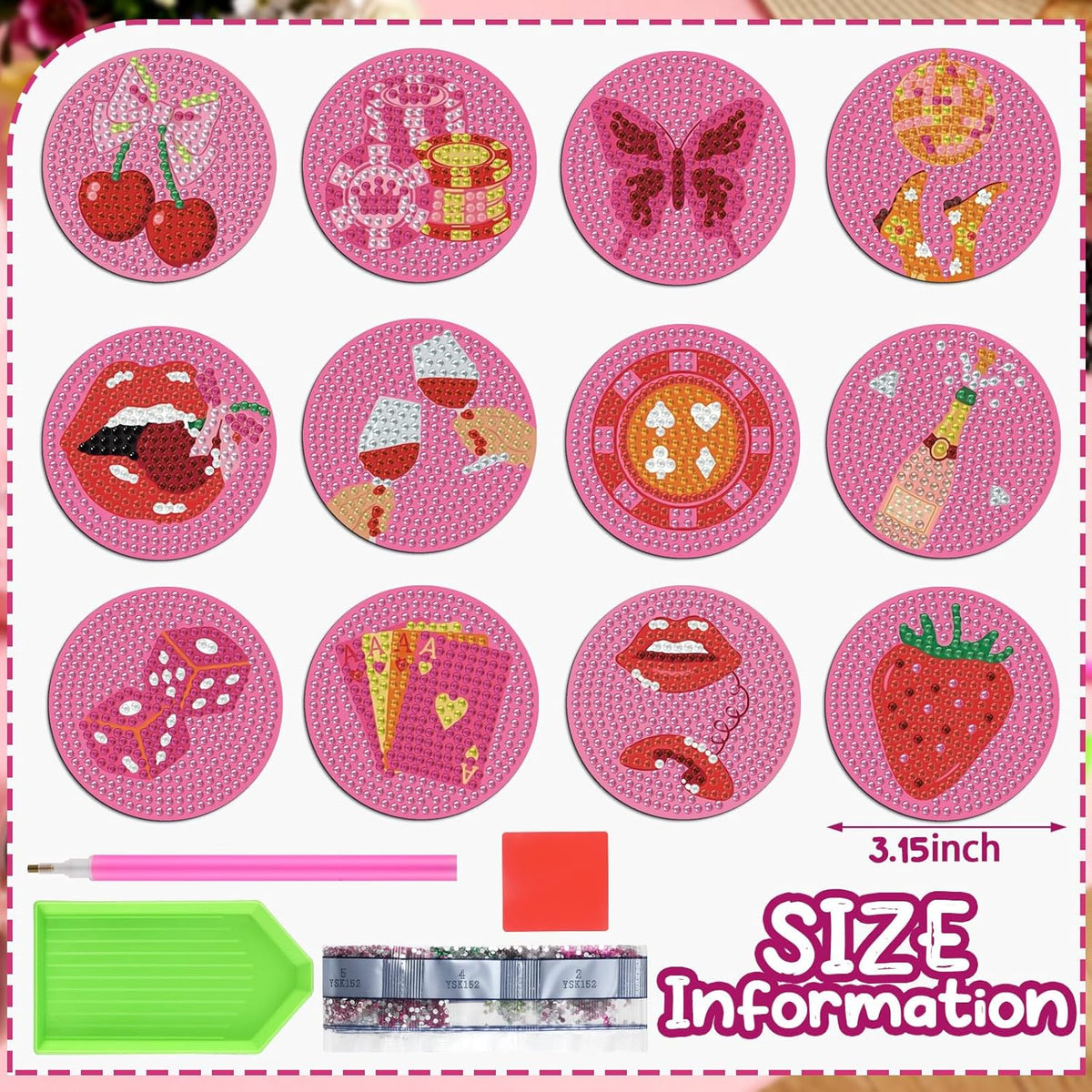 12 Pcs Diamond Art Magnets Kit for Adults, DIY Cute Fridge Decor