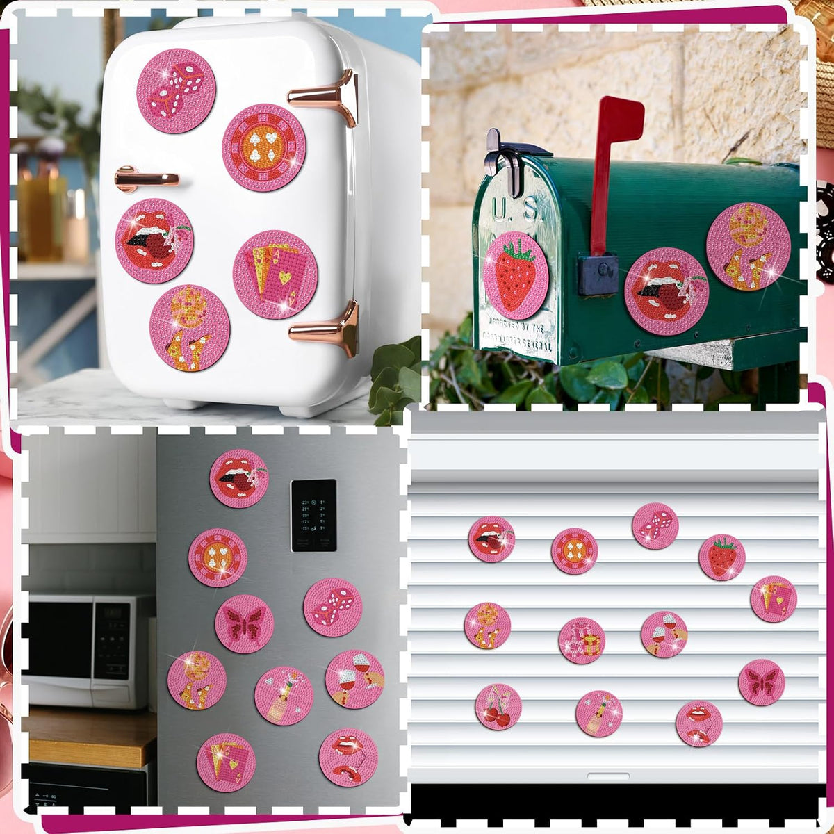 12 Pcs Diamond Art Magnets Kit for Adults, DIY Cute Fridge Decor