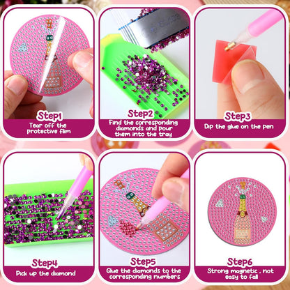 12 Pcs Diamond Art Magnets Kit for Adults, DIY Cute Fridge Decor