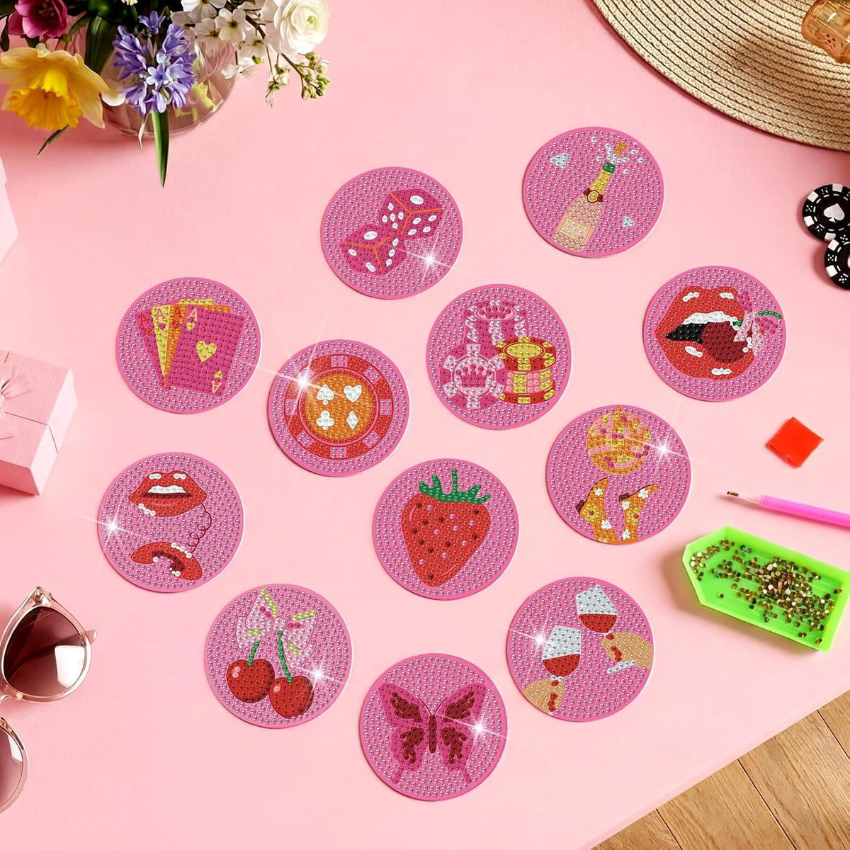 12 Pcs Diamond Art Magnets Kit for Adults, DIY Cute Fridge Decor