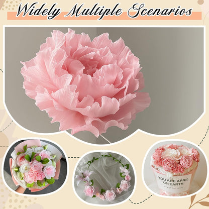 Crepe Paper Flower Making Kit, Complete DIY Craft Aesthetic Gift with 3 Vises & Supplies to Make 30 Flowers, Sensory Arts Idea Gift for Adults, Couples, Friends, Women(Pink)