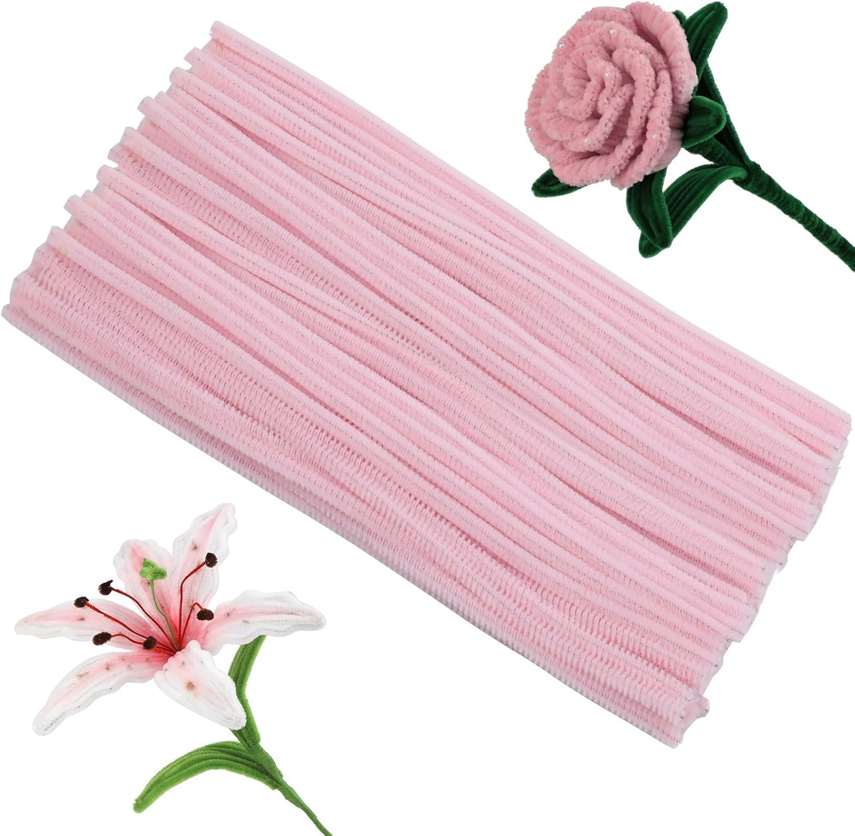 Pipe Cleaners, 100Pcs Light Pink Pipe Cleaners Bulk for DIY Crafts