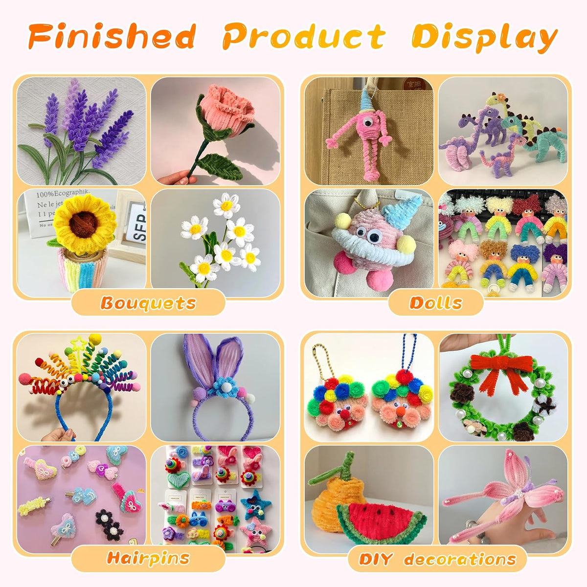 Pipe Cleaners, 100Pcs Light Pink Pipe Cleaners Bulk for DIY Crafts