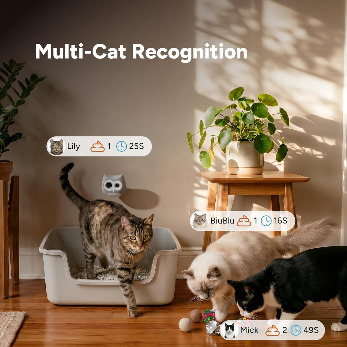 LitterLens Cat Litter Box Camera with App, AI Health Monitoring & Alerts, Track Urination & Stool, Multi-Cat Recognition, Works with Every Litter Box, Pet Health Monitor (Pink)