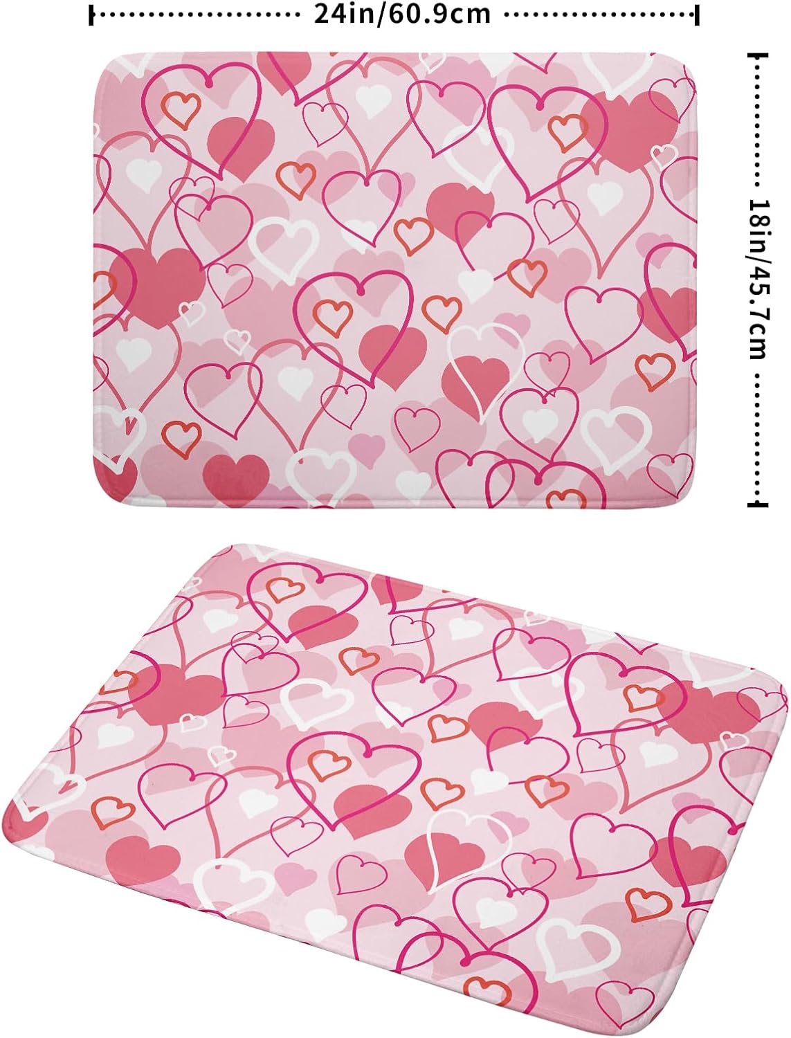 Valentines Day Dish Drying Mat for Kitchen Pink Hearts Absorbent Reversible Microfiber Kitchen Countertop Protector Dishes Pad Large 18x24 inch