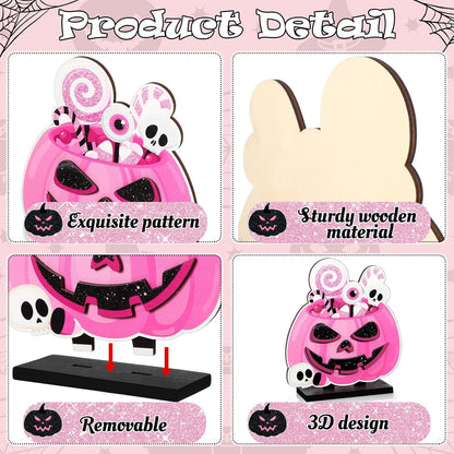 5 Pcs Halloween Table Signs Decor Happy Boo Day Wooden Decor