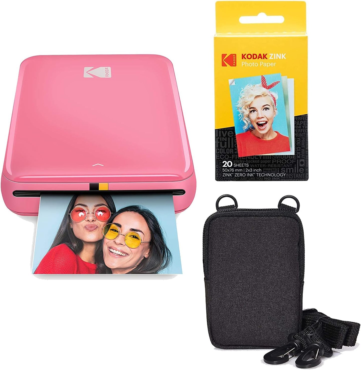 Step Instant Photo Printer with Bluetooth/NFC, Zink Technology & App for iOS & Android (Pink) Go Bundle