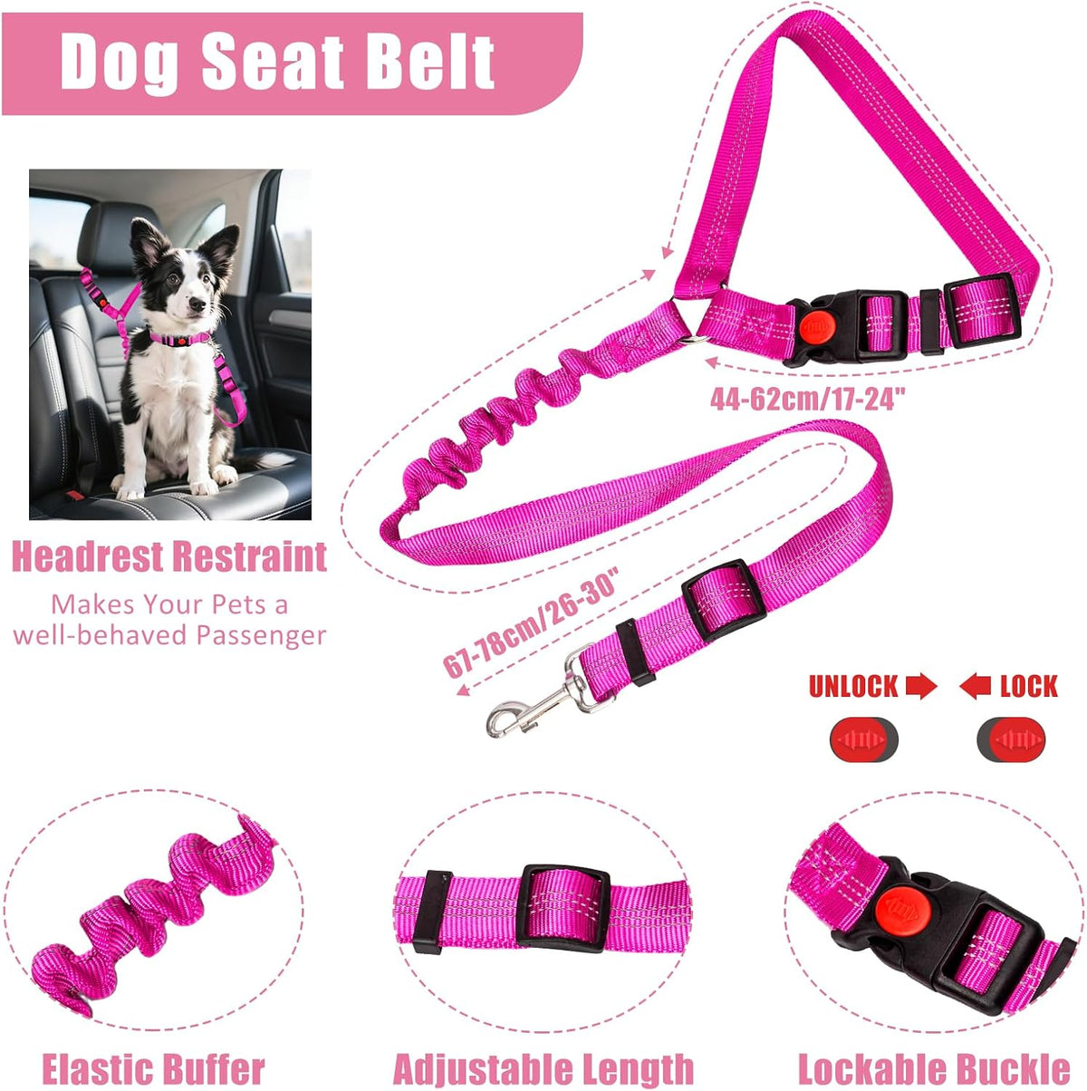 No Pull Dog Harness Adjustable Collar & Leash Set - Dog Halter Harnesses Collapsible Bowls & Poop Bag Dispenser Muzzle ID Tags Toys Fits Small Medium Large Dogs (Pink-XL)
