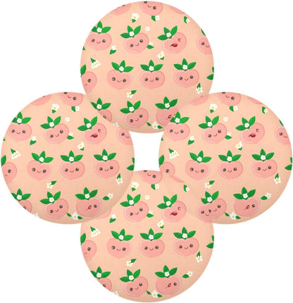 Round Placemats Set of 4 Cute Peach Washable Non-Slip Heat Resistant Place Mats, 15.4” Dining Table Place Mats for Kitchen Holiday Party Decoration