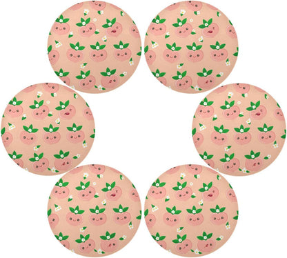 Round Placemats Set of 4 Cute Peach Washable Non-Slip Heat Resistant Place Mats, 15.4” Dining Table Place Mats for Kitchen Holiday Party Decoration
