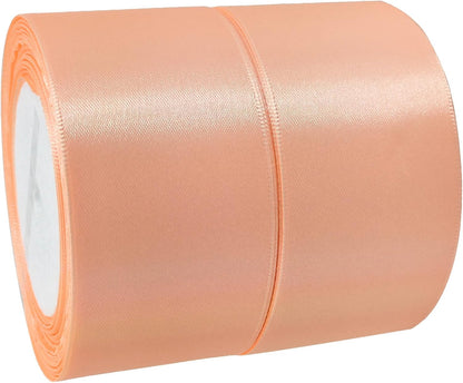 Peach Satin Ribbon Rolls 2 inch Wide Silk Blanket Binding Ribbon 50 Yards Single Faced Ribbon for Wedding Decor-Flower Bouquet Wrap-Gift Wrapping-Bows Making-Hats-DIY Craft (#109), JS2STB