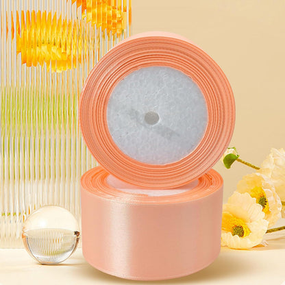 Peach Satin Ribbon Rolls 2 inch Wide Silk Blanket Binding Ribbon 50 Yards Single Faced Ribbon for Wedding Decor-Flower Bouquet Wrap-Gift Wrapping-Bows Making-Hats-DIY Craft (#109), JS2STB