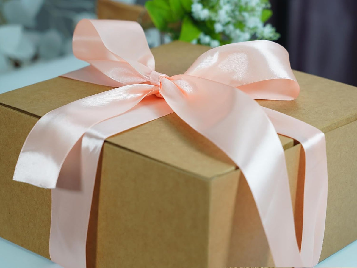 Peach Satin Ribbon Rolls 2 inch Wide Silk Blanket Binding Ribbon 50 Yards Single Faced Ribbon for Wedding Decor-Flower Bouquet Wrap-Gift Wrapping-Bows Making-Hats-DIY Craft (#109), JS2STB
