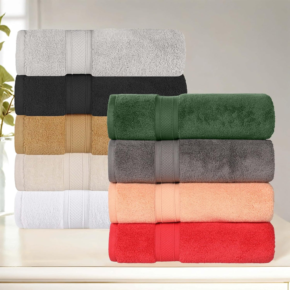 Cotton 3-Piece Towel Set, Zero Twist, Quick Dry, Home Essentials, Shower, Spa, Luxury Plush Soft Absorbent Towels, Includes 1 Bath, 1 Hand, 1 Washcloth/Face Towel, Solid, Peach