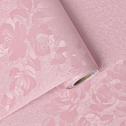 Silk Pink Peel and Stick Wallpaper Embossed Floral 118in 17.7in