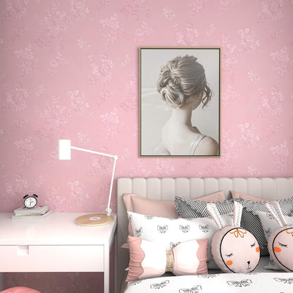 Silk Pink Peel and Stick Wallpaper Embossed Floral 118in 17.7in