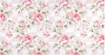 Bathroom Rug Flower Pink Checkered Bath Mat 39x20in Soft Absorbent Plush Shaggy Bath Carpet Non-Slip Washable for Bathroom Floor Tub Shower