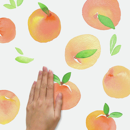 RMK4583SCS Sweet Peaches Peel and Stick Wall Decals, Peach, Orange, Yellow, Green