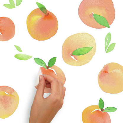 RMK4583SCS Sweet Peaches Peel and Stick Wall Decals, Peach, Orange, Yellow, Green