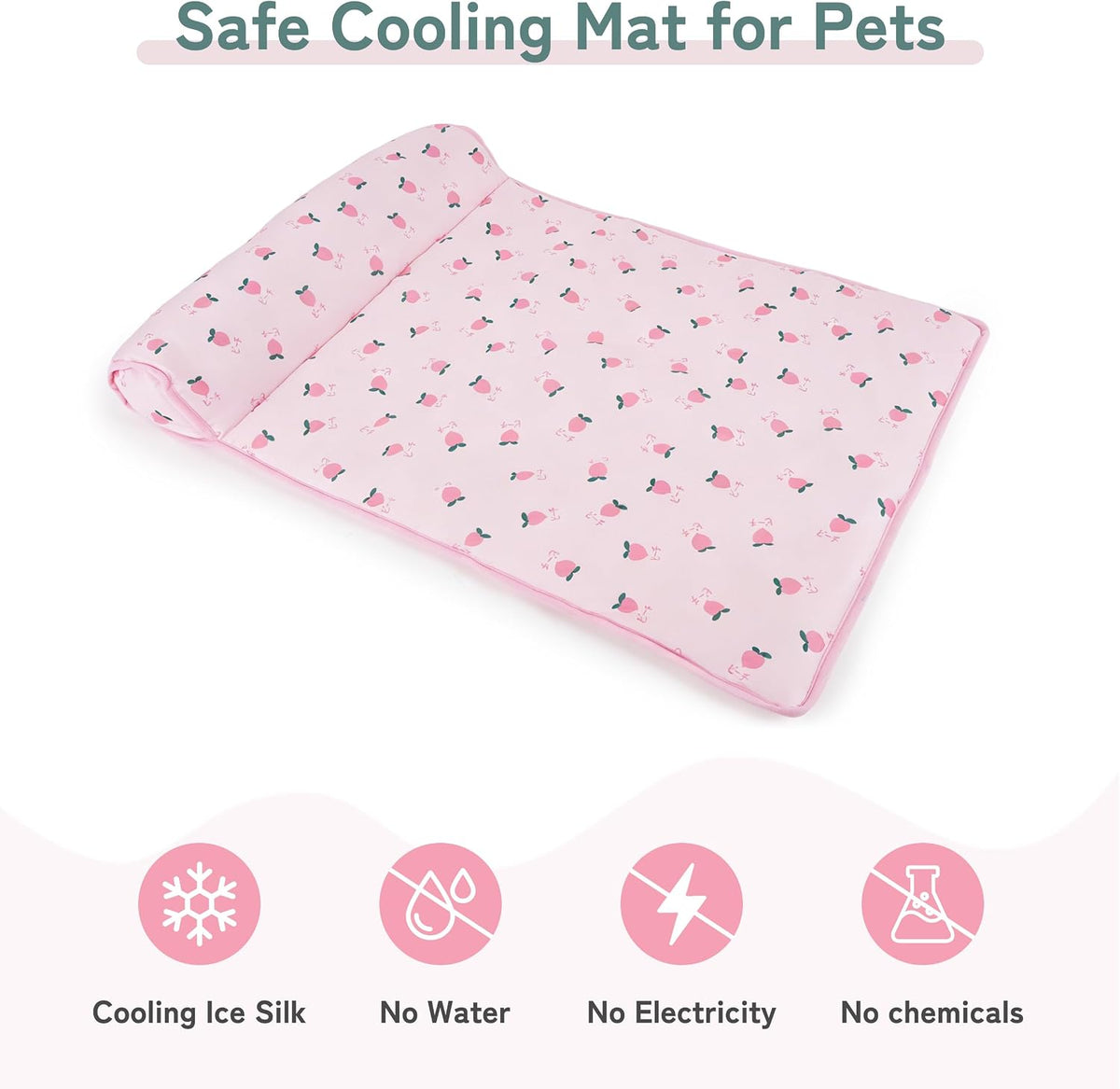 Cooling Dog Bed, Pet Cooling Mat with Pillow, Ice Silk Cooling Dog Blanket, Self Cooling Pad for Cat,Dog, Washable Summer Pet Mat for Kennel, Crates, Sofa, Floor, Pink, S
