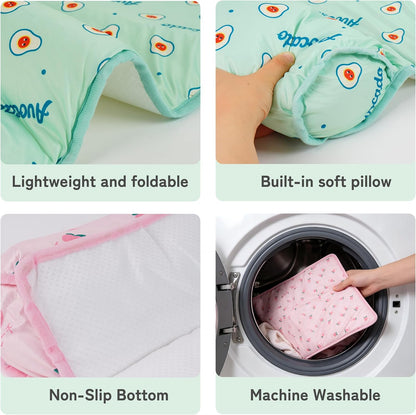 Cooling Dog Bed, Pet Cooling Mat with Pillow, Ice Silk Cooling Dog Blanket, Self Cooling Pad for Cat,Dog, Washable Summer Pet Mat for Kennel, Crates, Sofa, Floor, Pink, S