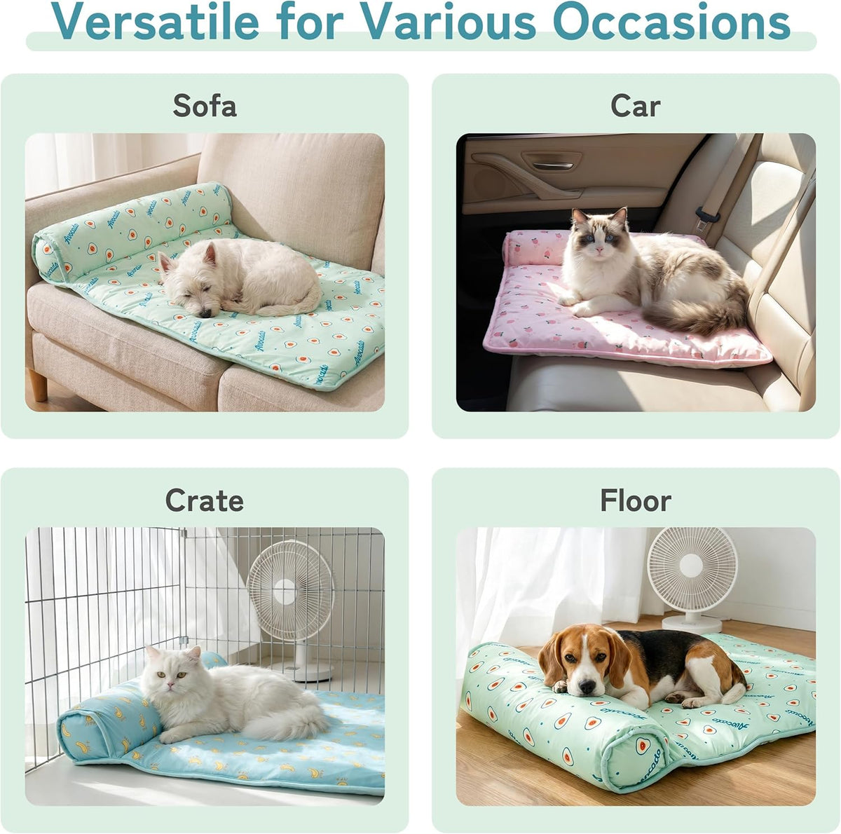 Cooling Dog Bed, Pet Cooling Mat with Pillow, Ice Silk Cooling Dog Blanket, Self Cooling Pad for Cat,Dog, Washable Summer Pet Mat for Kennel, Crates, Sofa, Floor, Pink, S