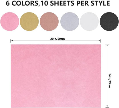 Tissue Paper for Gift Bags,Wrapping Paper,60 Sheets, 6 Colors