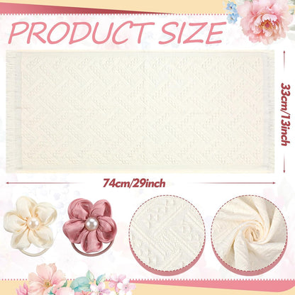 3 Pcs Spring Decorative Pink Mauve Hand Towels with Flower Hairband 13 x 29'' Pink Coquette Floral Towels for Bathroom Cotton Absorbent Bath Decor for Wedding Birthday Gift Yoga Spa