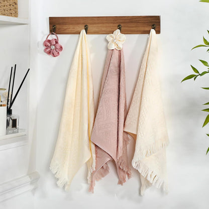 3 Pcs Spring Decorative Pink Mauve Hand Towels with Flower Hairband 13 x 29'' Pink Coquette Floral Towels for Bathroom Cotton Absorbent Bath Decor for Wedding Birthday Gift Yoga Spa