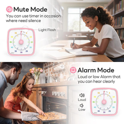 Visual Timer with Night Light, 60 Minute Countdown, Pink Unicorn