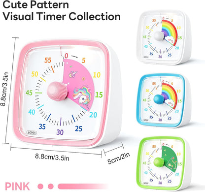 Visual Timer with Night Light, 60 Minute Countdown, Pink Unicorn