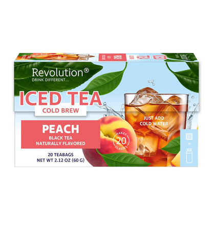 ® Iced Tea Peach Cold Brew [20 TEA BAGS] - Naturally Flavored Black Tea - Zero Calories & Sugar Free - Just Add Cold Water - For Refreshing & Easy Instant Brews at Home -Makes 20 Glasses