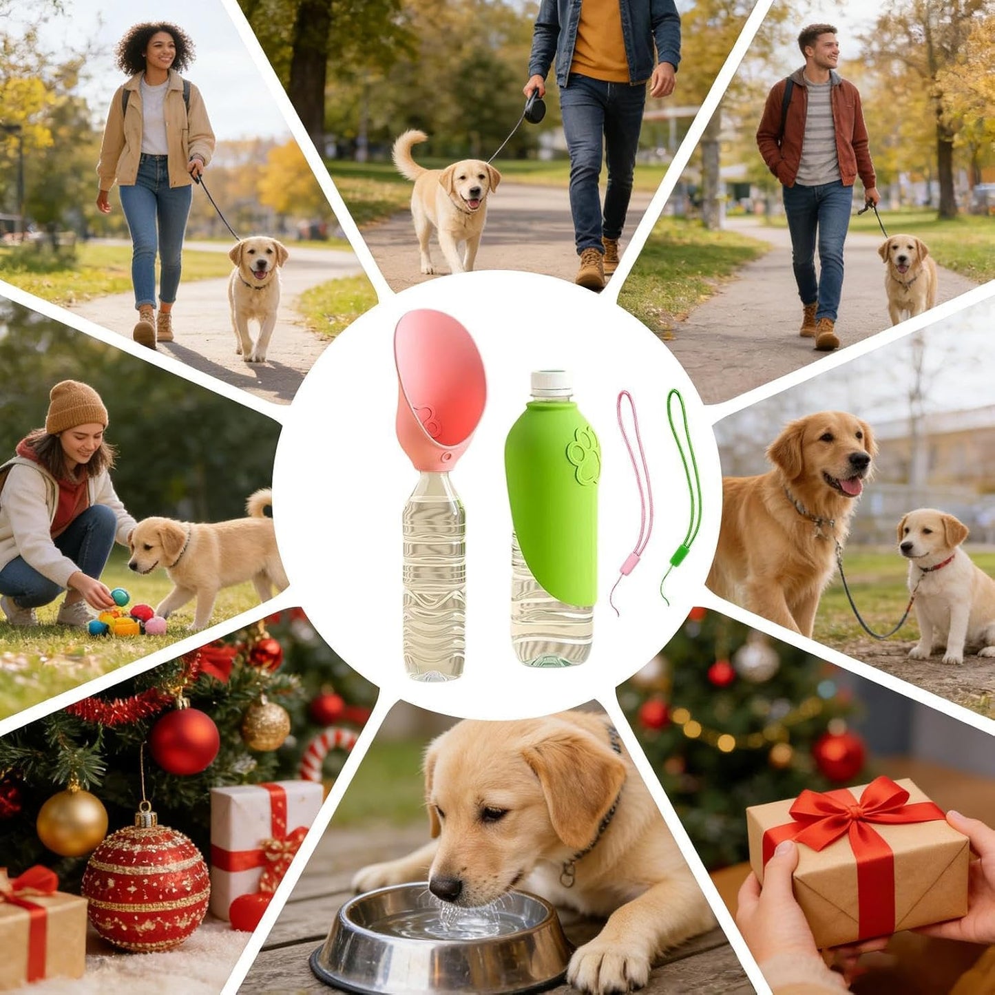 Dog Water Bottle with Bowl, Effortless Hydration Access, 15.5x6.5cm, Portable Pet Drinking Bottle, Dog Water Dispenser Container Cup, Versatile Utility, for Walking Hiking Camping