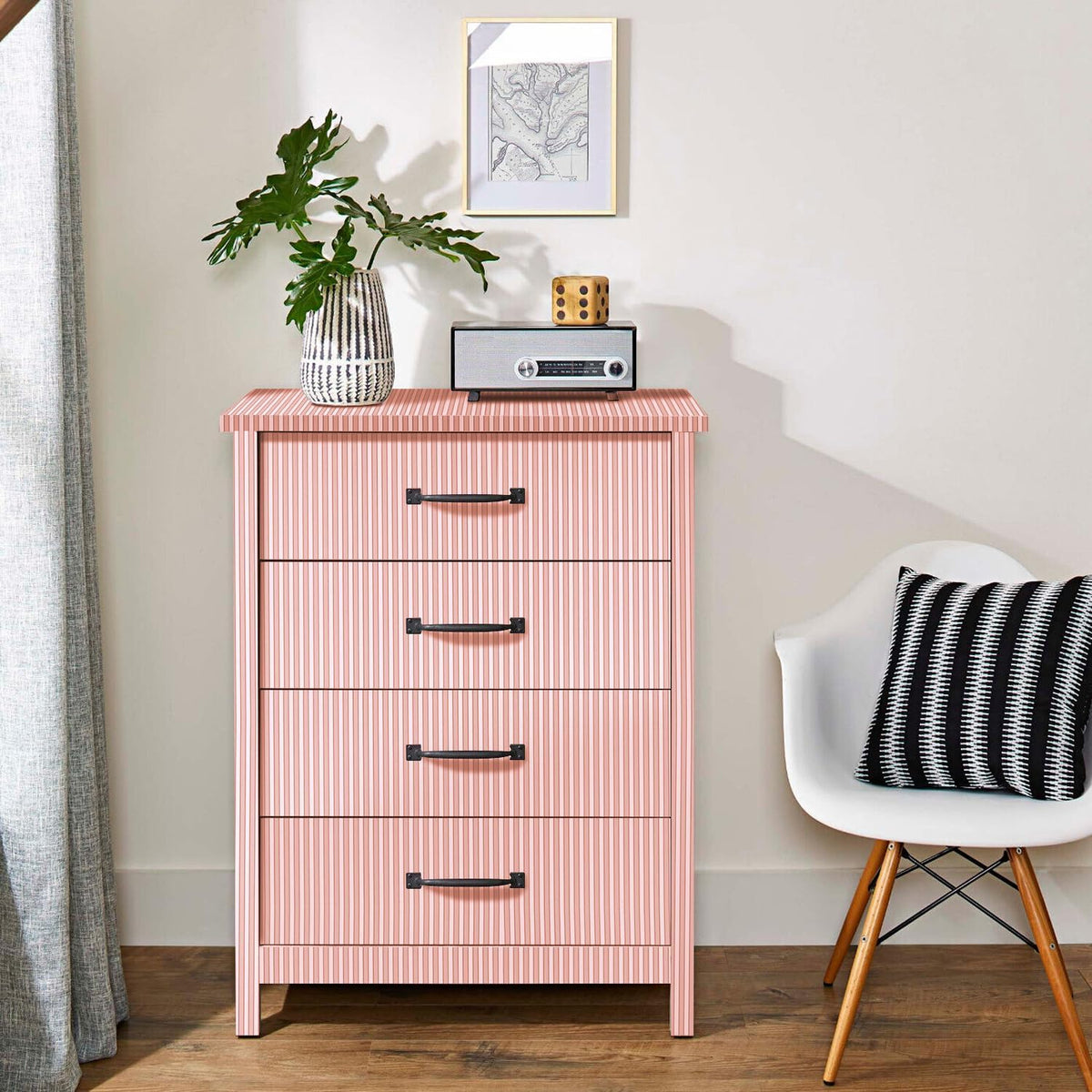 Peel and Stick Pink and White Striped Contact Paper Wallpaper Self Adhesive Stripe Wall Paper Shelf Liner for Kitchen Cabinets Dresser Drawer Furniture Decal Drawer Liner Adhesive for Nursery