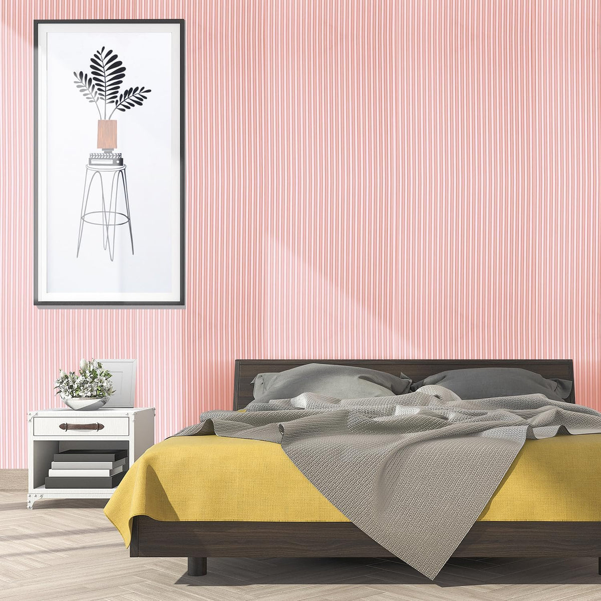 Peel and Stick Pink and White Striped Contact Paper Wallpaper Self Adhesive Stripe Wall Paper Shelf Liner for Kitchen Cabinets Dresser Drawer Furniture Decal Drawer Liner Adhesive for Nursery