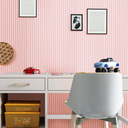Peel and Stick Pink and White Striped Contact Paper Wallpaper Self Adhesive Stripe Wall Paper Shelf Liner for Kitchen Cabinets Dresser Drawer Furniture Decal Drawer Liner Adhesive for Nursery