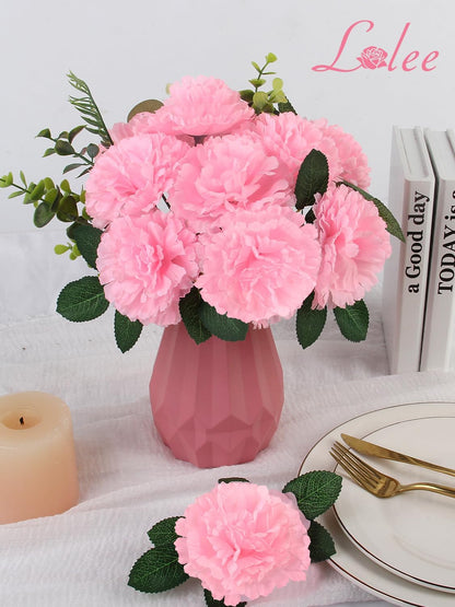 108pcs Carnation Head Flowers with Stem, 3.5" Pink Silk Carnations