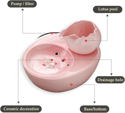 Ceramic Pet Drinking Fountain, Porcelain Dog Water Fountain, 1.3 L Ultra Quiet Automatic Pet Drinking Fountain Water Dispenser with 5 Replacement Filters,Easy to Clean