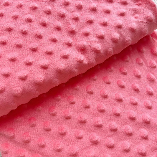 1Yardx62.6 Minky Dot Fabric by The Yard DIY Making Supplies Quilting Patchwork Cushions Plush Fleece Fabric Minky Fabric for Blanket, Pillow Covers, Clothing Making, Scarf,Sewing(Pink, 1 Yard)