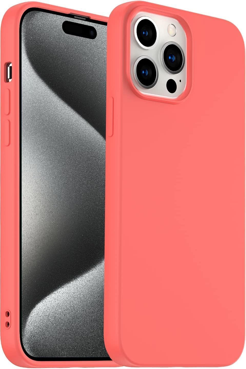 Designed for iPhone 15 Pro Max Case, Silicone Ultra Slim Shockproof Phone Case with Soft Anti-Scratch Microfiber Lining, [Enhanced Camera Protection] Phone Case (Peach)