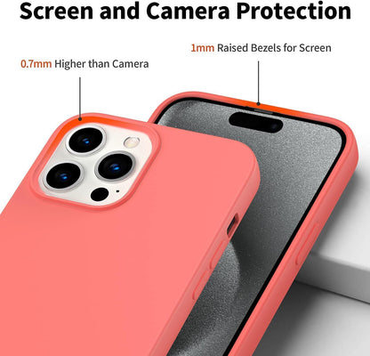Designed for iPhone 15 Pro Max Case, Silicone Ultra Slim Shockproof Phone Case with Soft Anti-Scratch Microfiber Lining, [Enhanced Camera Protection] Phone Case (Peach)