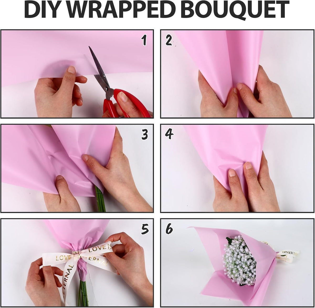 20 Sheets Flower Waterproof Wrapping Paper (Pink)