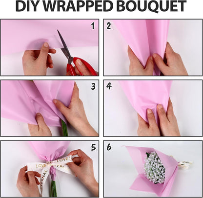 20 Sheets Flower Waterproof Wrapping Paper (Pink)