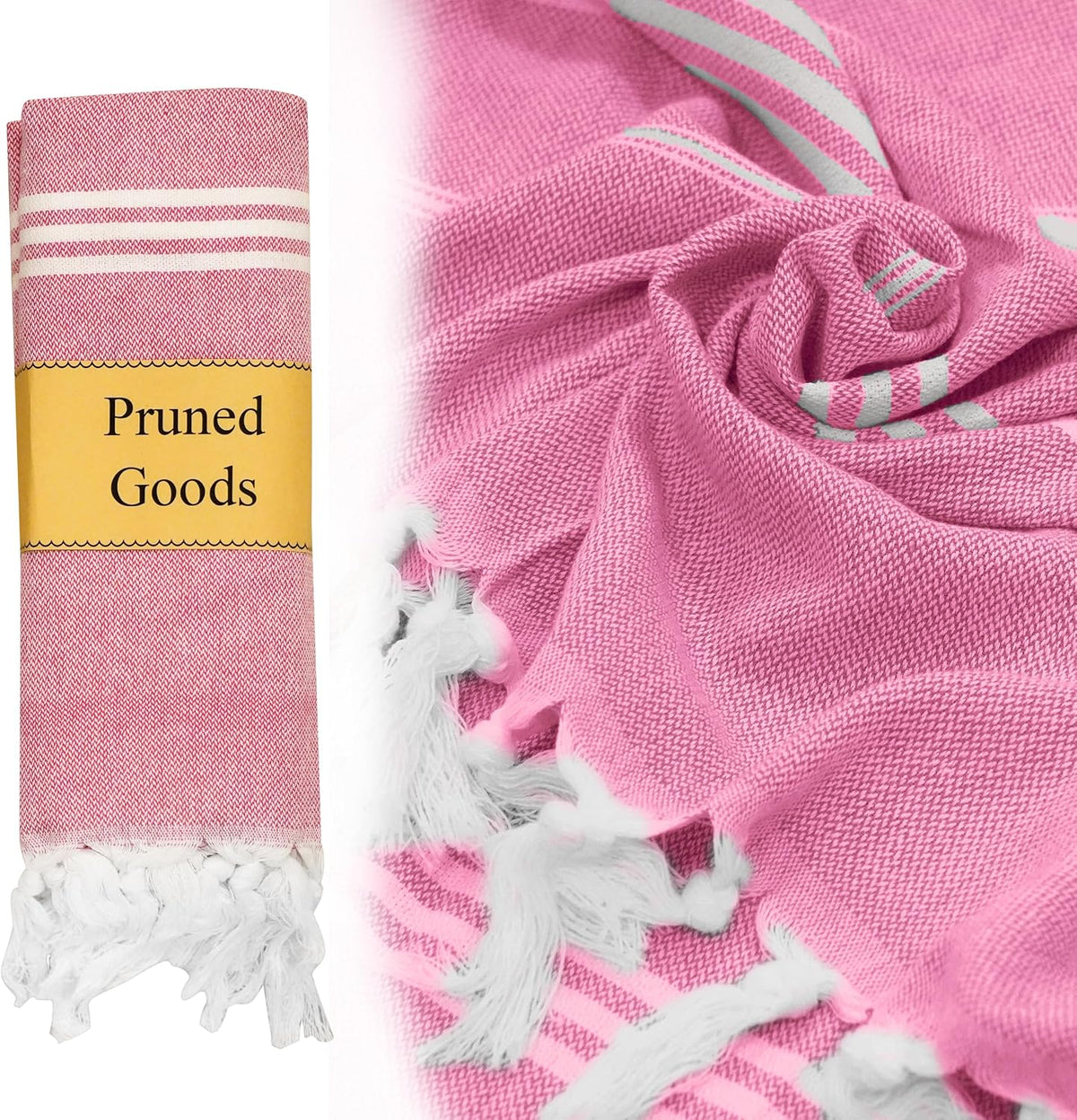 Turkish Beach Towel with Hidden Zipper Pocket 100% Cotton Oversized 72 x 37 Inches Quick Dry Sand Free Lightweight Compact for Beach, Pool, Travel, Bath, and Yoga (Light Pink)