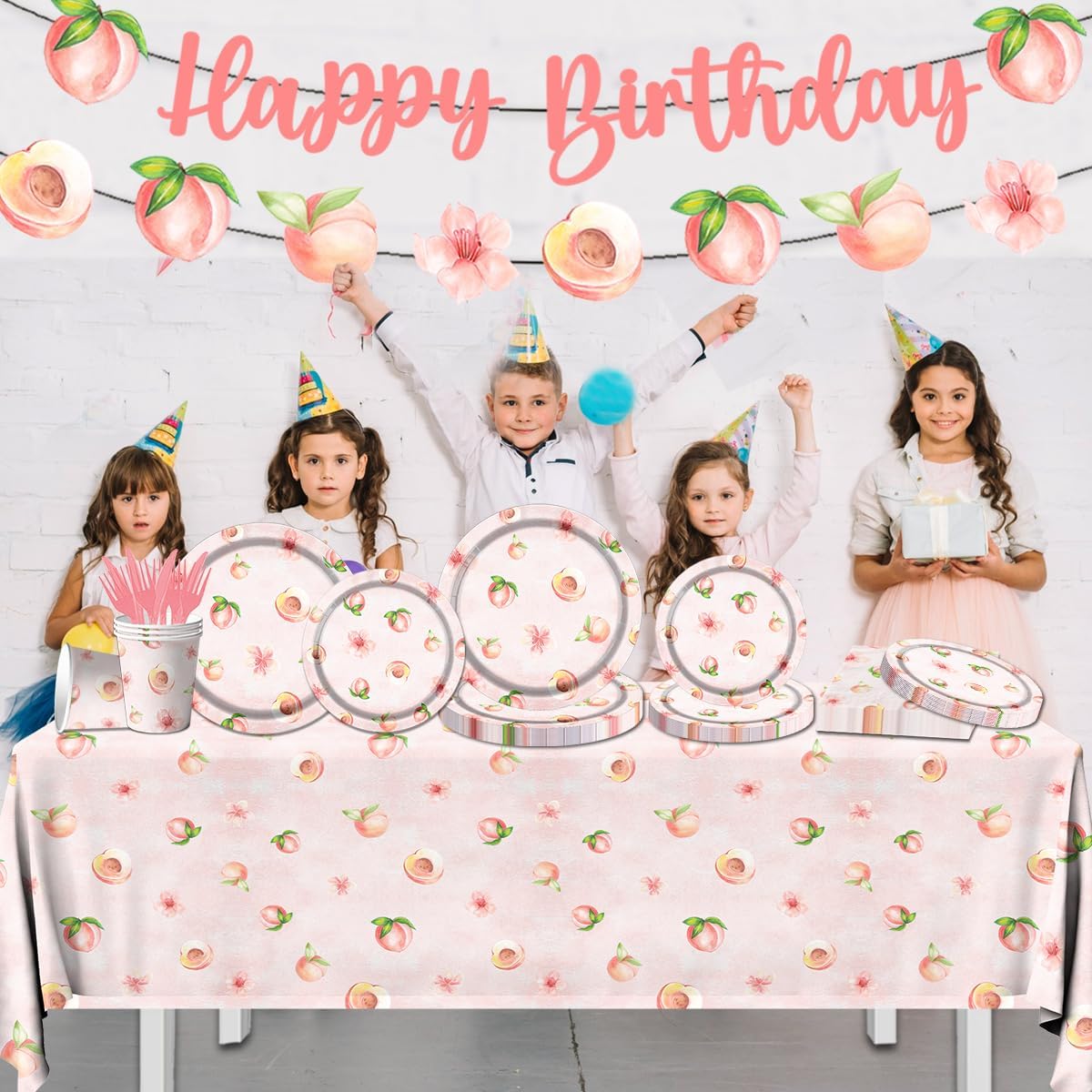Peach Fruit Birthday Party Supplies,142pcs Sweet As A Peach Birthday Theme Tableware Set Include Peach Plates and Napkins Peach Party Plates for Peach Theme Girl Birthday Peach Baby Shower Decoration