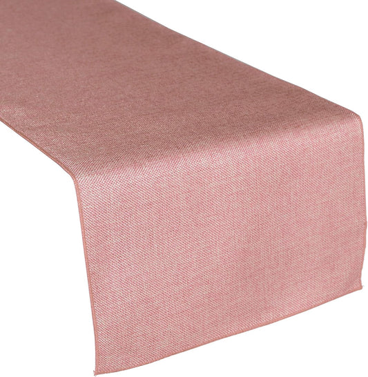 Faux Burlap Table Runner Non-Itch Vintage Linen Perfect for Wedding Events, Country Farm House Table Decor (12" x 60", Light Pink)
